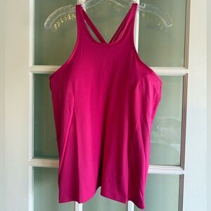 Women’s Pink Tank Sz M Sports Athletic Tennis Run Built in Bra Light Loose Vacay